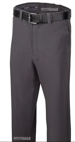 Pants:  Smitty Charcoal Grey, Premium 4-Way Stretch, Flat Front Umpire Pants with Expander Waistband:  Combo, Plate or Base (PT-S_4F EX)