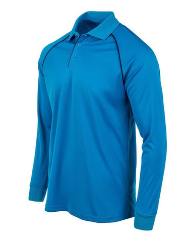 Shirts:  Cyan Blue Volleyball Long Sleeve Shirt with piping (ST-VBELS Blue)